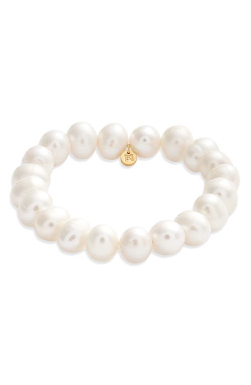 Ki-ele Jennifer Baroque Freshwater Pearl Stretch Bracelet In White