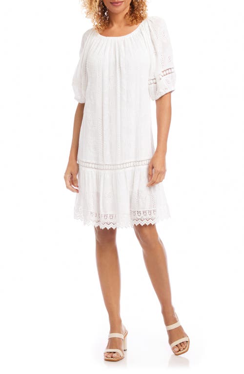 Karen Kane Short Sleeve Eyelet Dress Off White at Nordstrom,