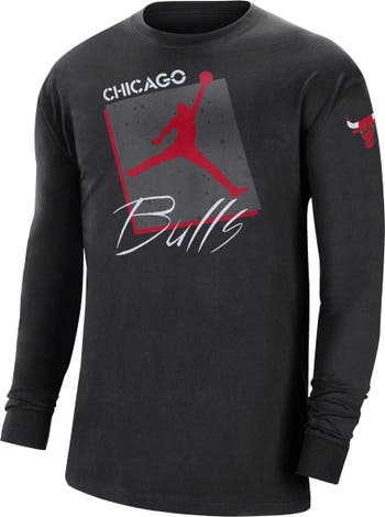 Men's Jordan Brand Black Chicago Bulls Courtside Max 90 Vintage Wash  Statement Edition Long Sleeve T-Shirt