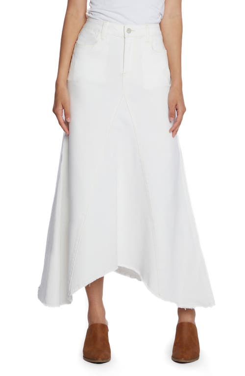 Selma Pieced Asymmetric Denim Maxi Skirt in Stone White