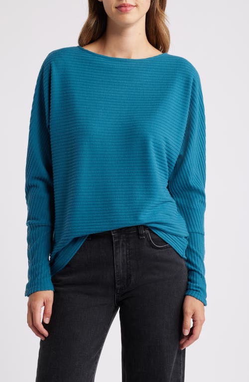 Caslonr Caslon(r) Snap Cuff Dolman Sleeve Rib Top In Blue