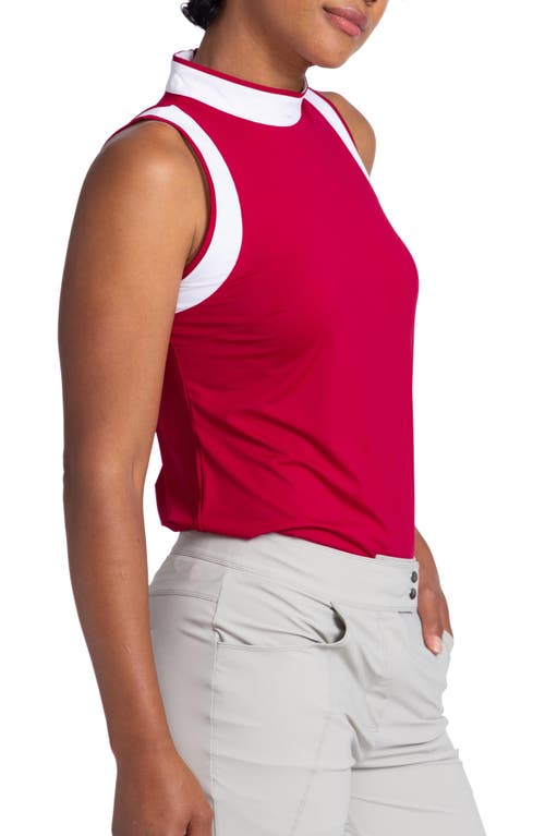 Shop Kinona Knock Out Mock Me Sleeveless Golf Top In Bordeaux Red