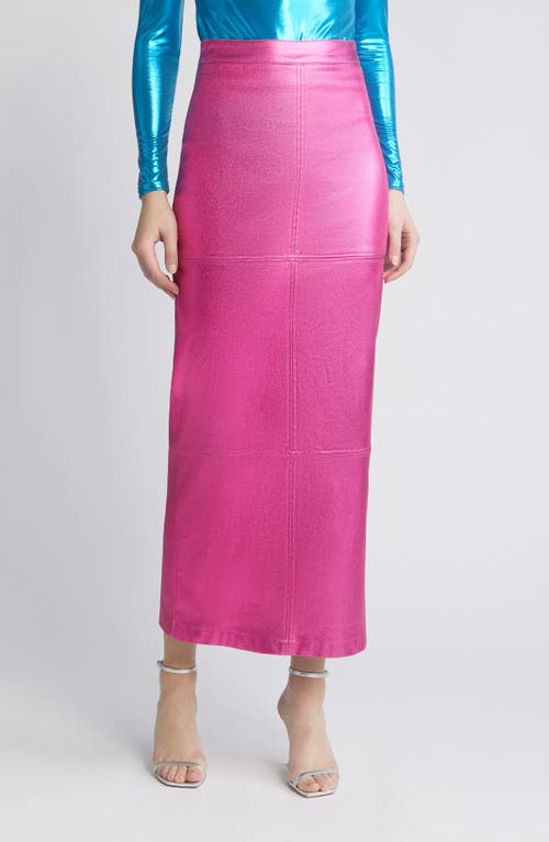Iggy Metallic Maxi Skirt in Pink