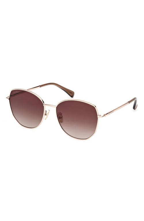 Shop Max Mara 58mm Round Sunglasses In Gold/gradient Brown