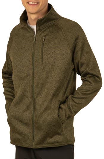 Burnside Knit Sweater Jacket In Military Green