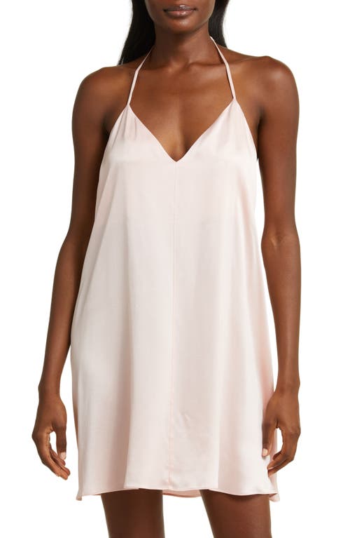 Halter Washable Silk Nightgown in Frosted Rose