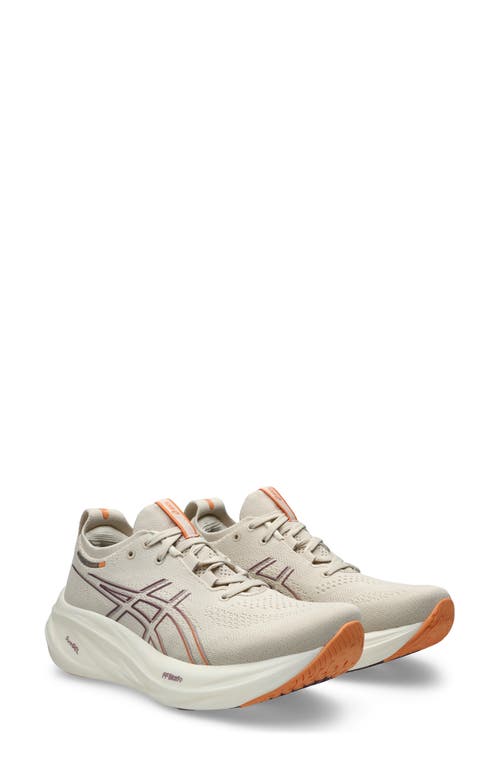 ASICS® GEL-NIMBUS® 26 Running Shoe in Oatmeal/Faded Orange 