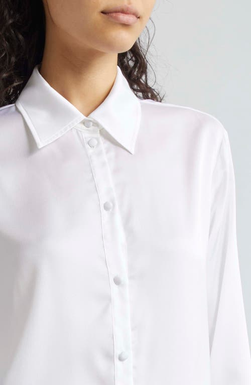 Shop Emporio Armani Back Button Satin Shirt In Off White