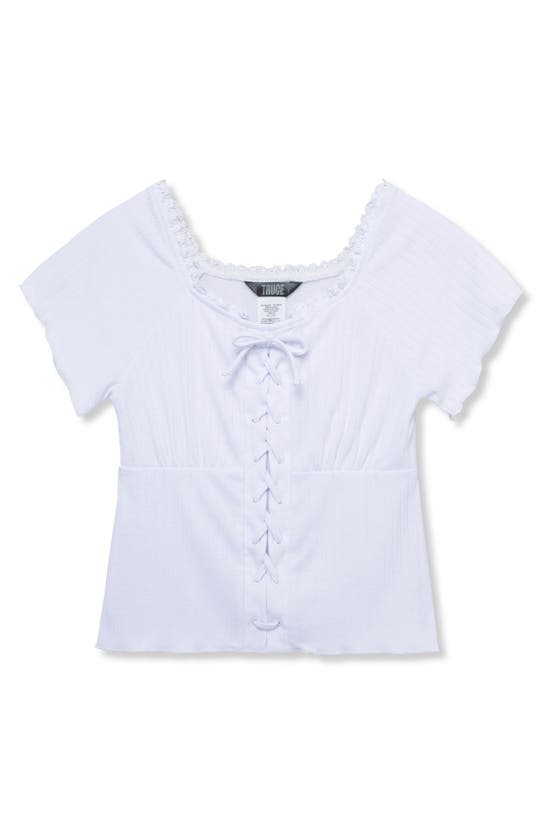 Truce Kids' Lace-up Detail Rib Top In White
