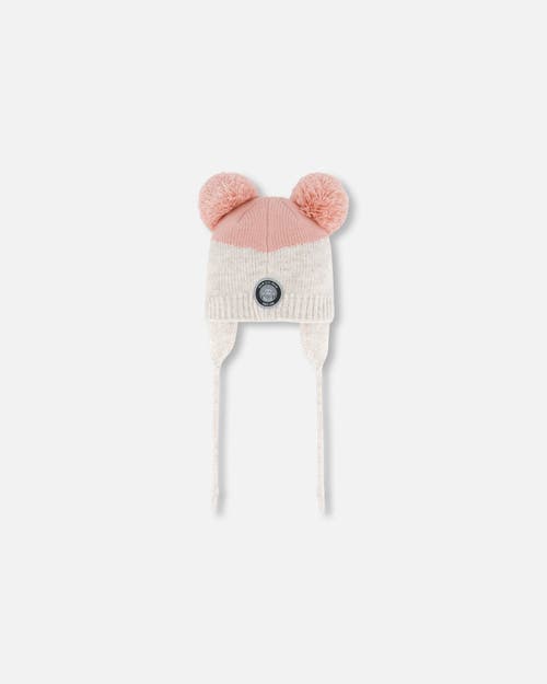 Shop Deux Par Deux Baby Girl's Knit Hat With Ears Light Pink Deer Face In Pink Fox