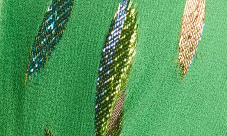 Shop Ciebon Palmina Metallic Leaf Print High-low Dress In Green