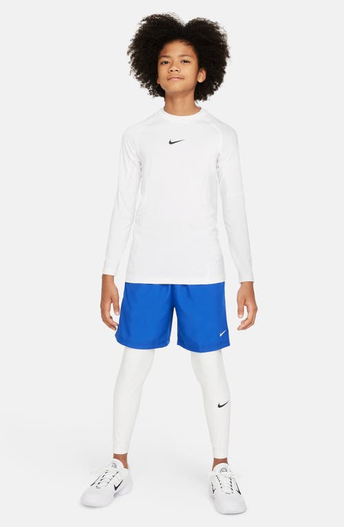 Shop Nike Kids' Pro Dri-fit Long Sleeve Top In White/black