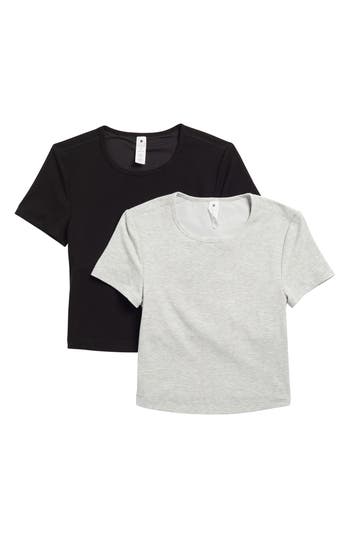 Yogalicious 2-pack Tara Heavenly Rib Crop T-shirts In Multi