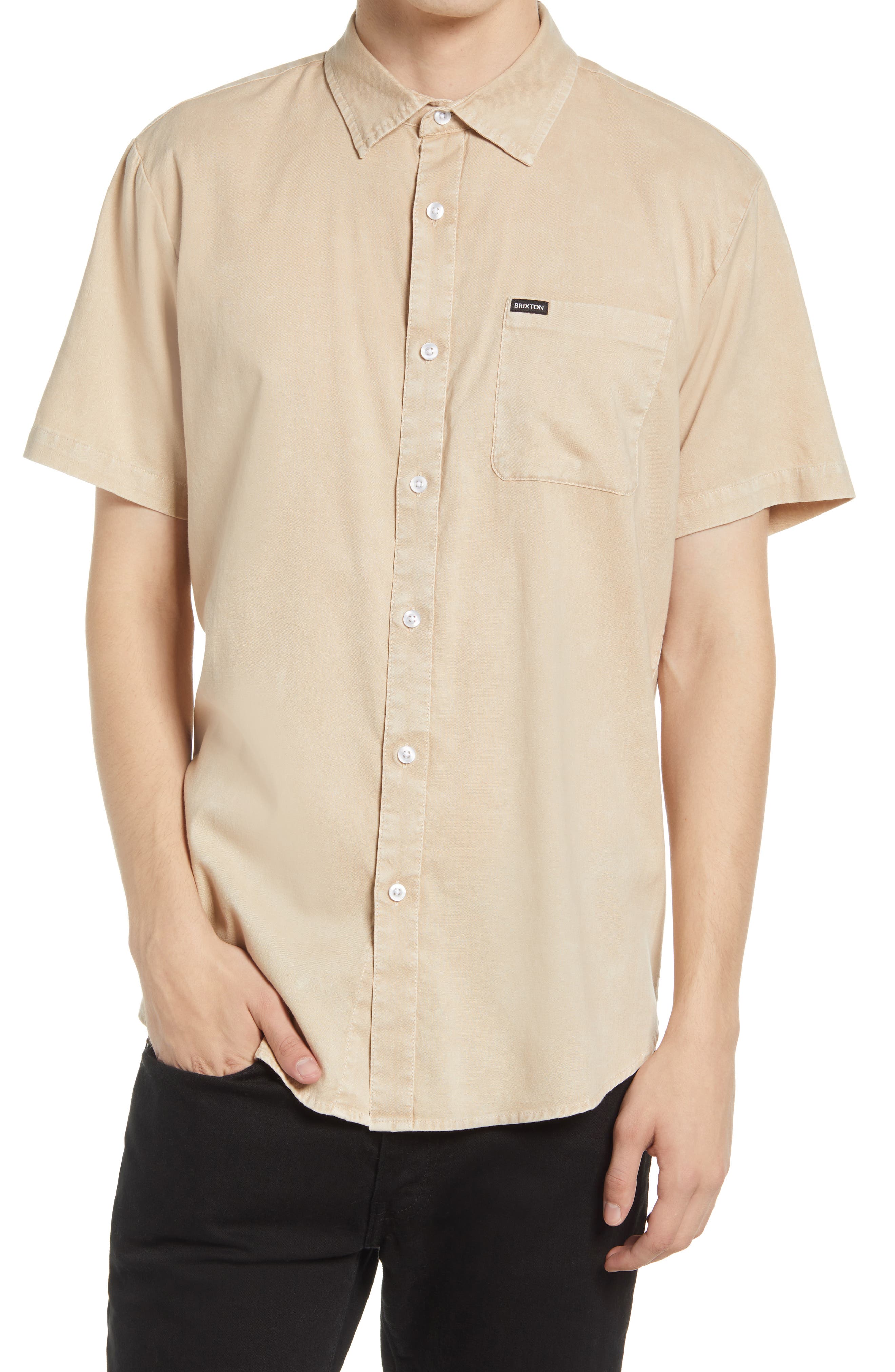 beige button up shirt