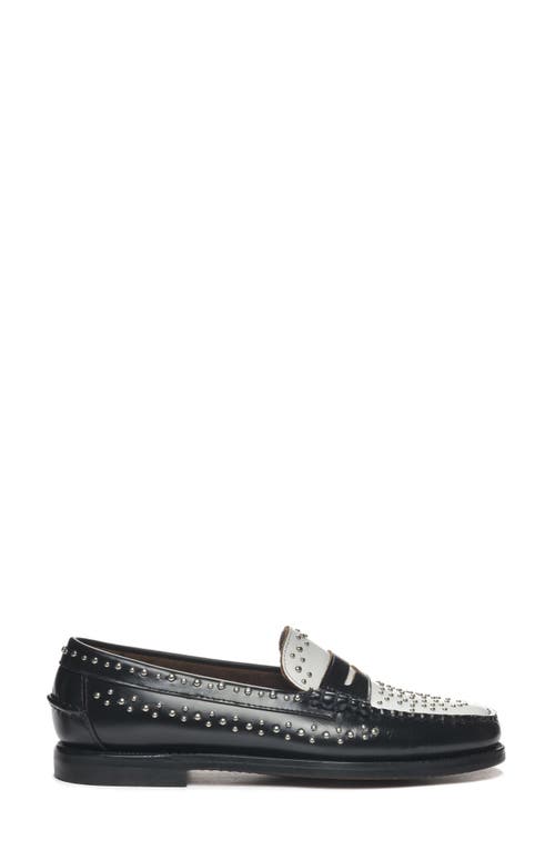 Shop Sebago Dan Stud Loafer In Black/white