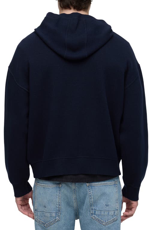 Shop Hudson Jeans Cotton & Cashmere Double Knit Hoodie In Dark Navy