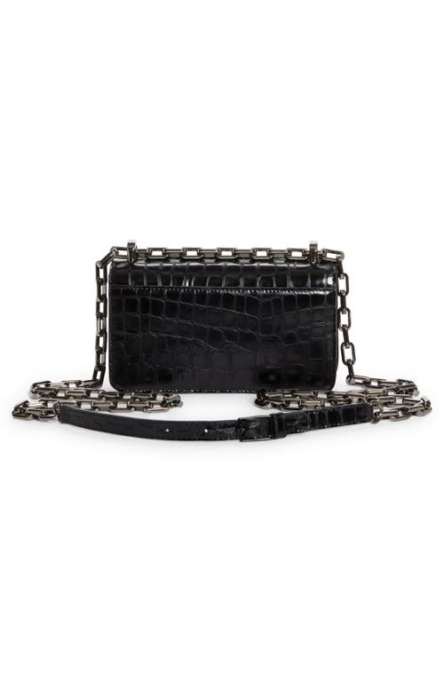 Shop Christian Louboutin Small Loubi54 Croc Embossed Leather Crossbody Bag In Cm53 Black/black