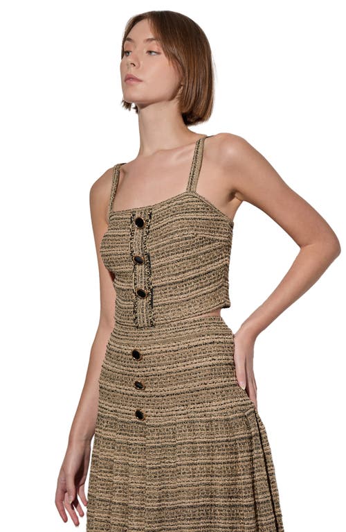 Ming Wang Metallic Tweed Crop Top In Gold/black