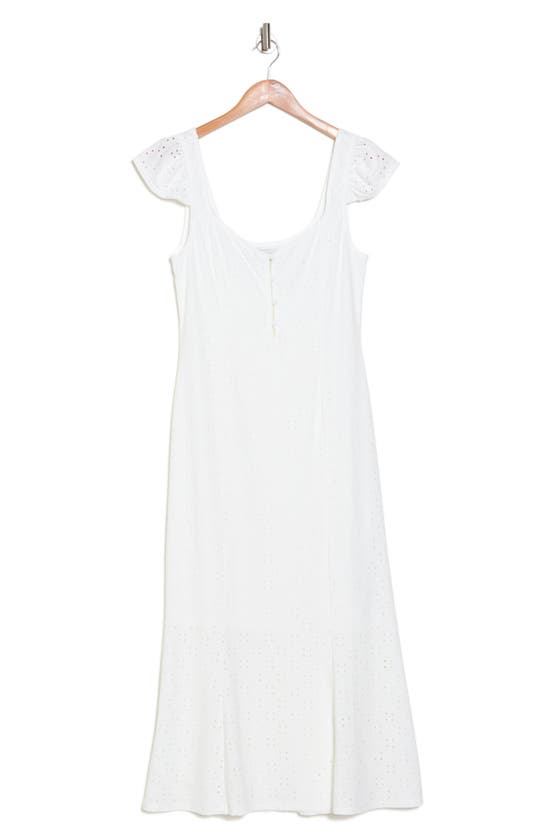 Wayf Cap Sleeve Embroidered Eyelet Maxi Dress In Ivory