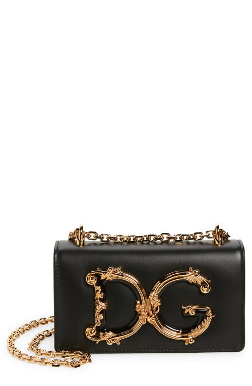 Dolce & Gabbana Girls Logo Leather Phone Crossbody Bag in Black at Nordstrom