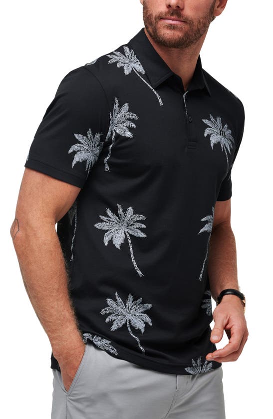 Shop Travismathew Mesic Palm Tree Polo In Black