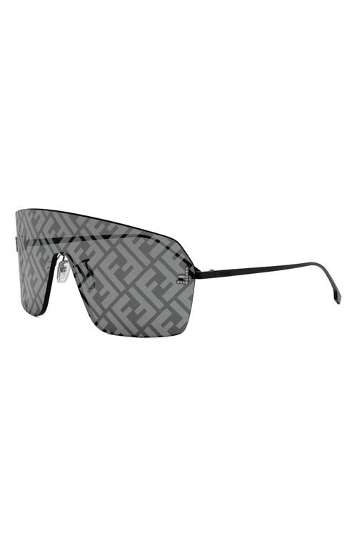 Shop Fendi ' First Rectangular 139mm Shield Sunglasses In Matte Black/smoke