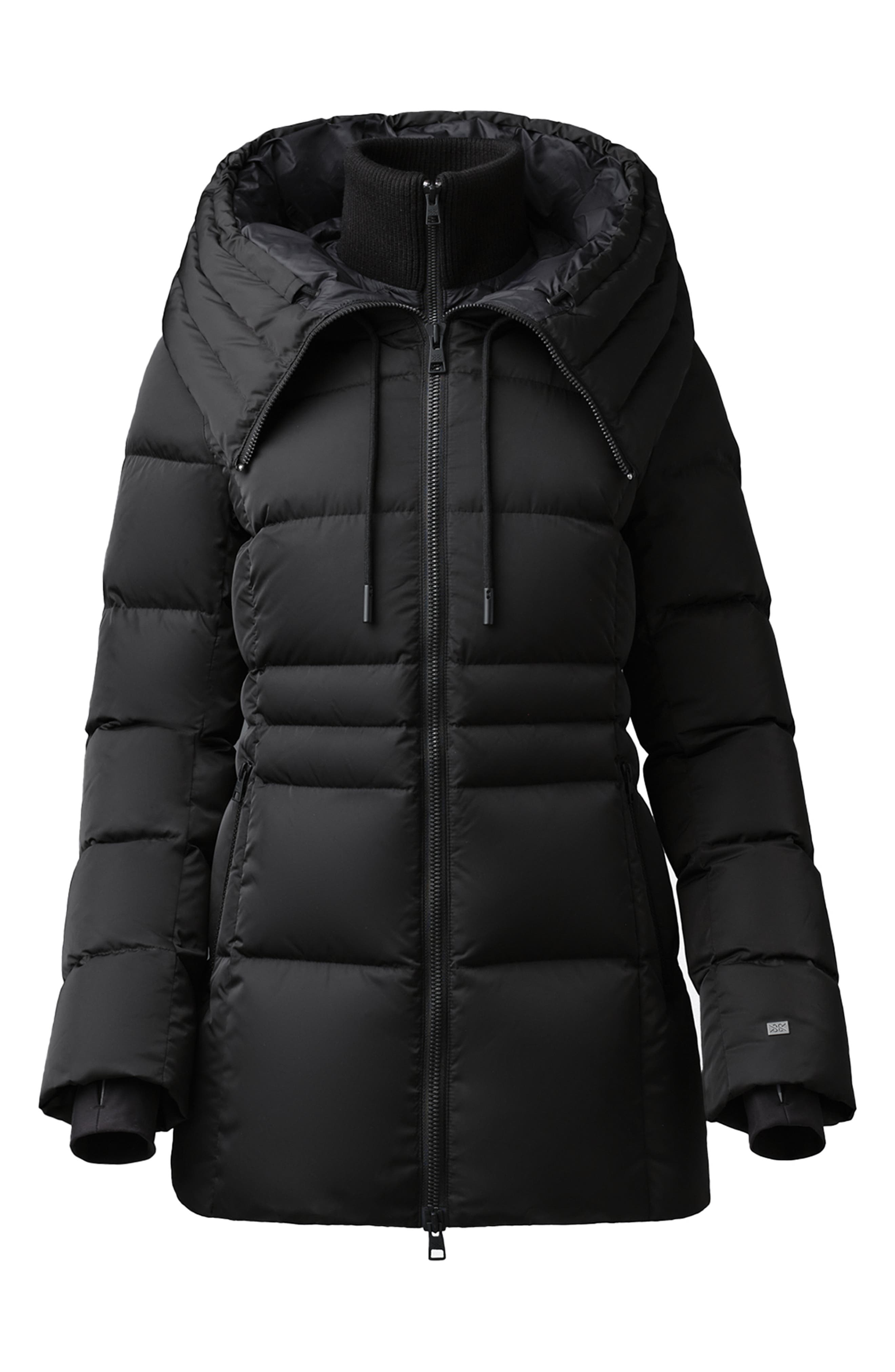 Soia & Kyo June Water Repellent 700 Fill Power Down Quilted Jacket with Bib Inset in Black 