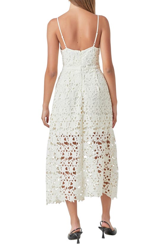 Shop Endless Rose Lace Spaghetti Strap Midi Dress In Cream