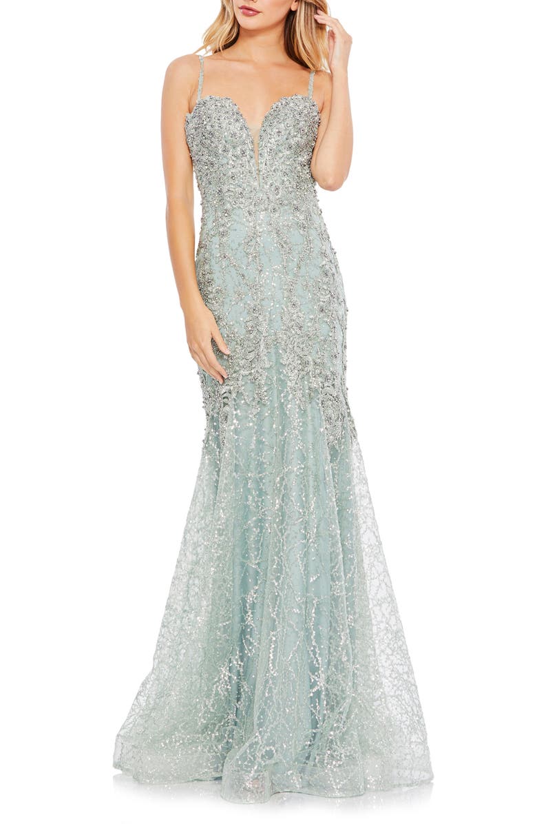 Mac Duggal Embellished Mesh Mermaid Gown | Nordstrom