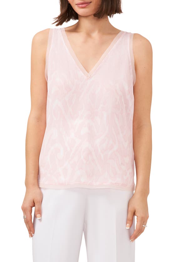 Halogen Raw Edge V-neck Tank In Lined Pink