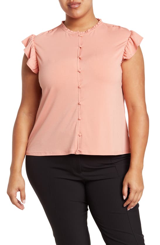 Nordstrom Rack Flutter Sleeve Button Detail Blouse In Pink Dawn