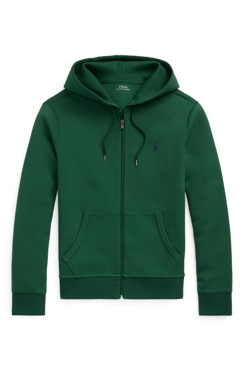 Shop Polo Ralph Lauren Double-knit Full-zip Hoodie In Vintage Pine