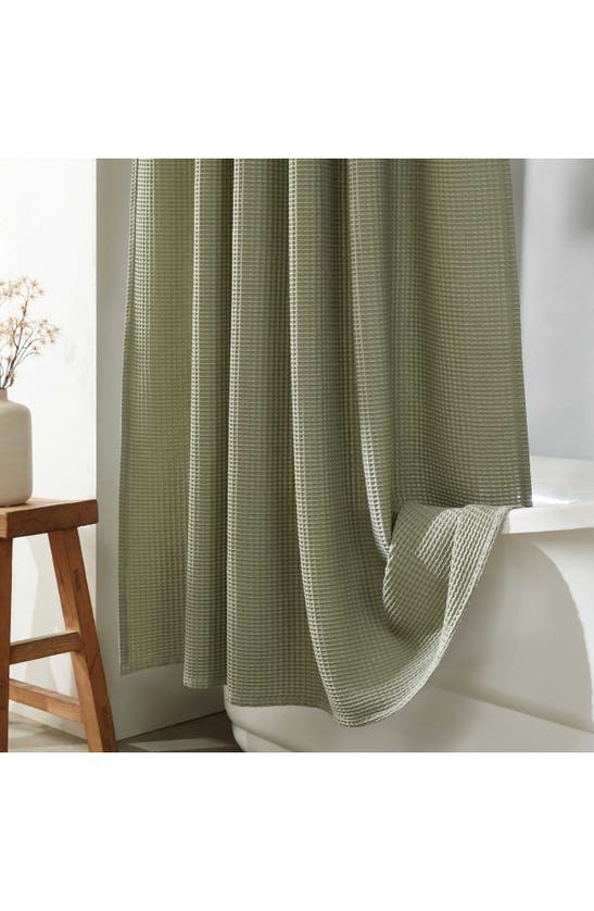 Shop Calvin Klein Waffle Weave Shower Curtain In Sage Green