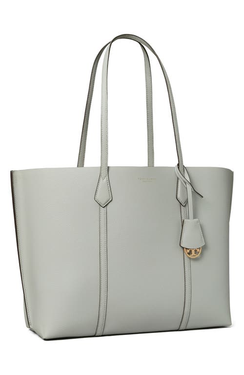 Shop Tory Burch Perry Triple Compartment Leather Tote In Feather Gray