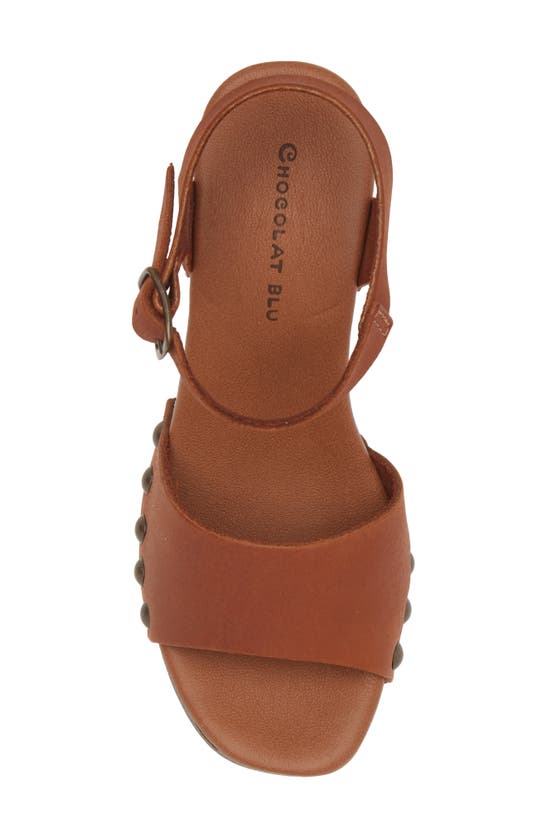 Chocolat Blu Holand Ankle Strap Platform Sandal In Cognac Leather