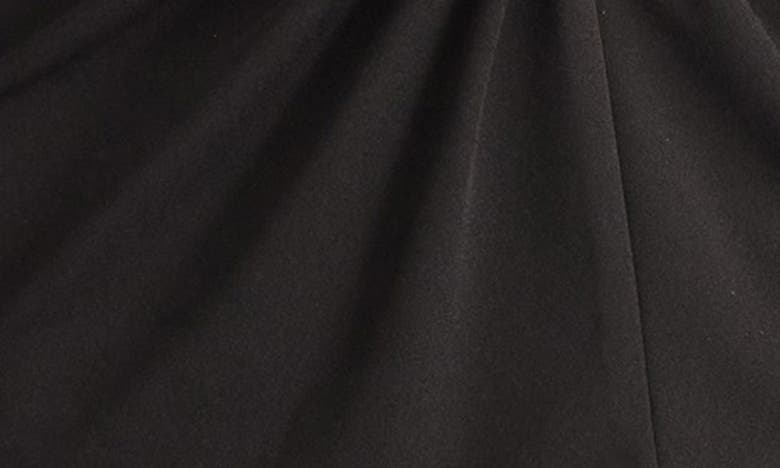 Shop Tadashi Shoji Bow Pleated Crepe Dress In Black/ Ivory