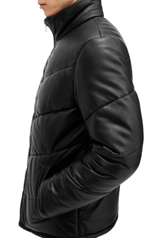 Shop Allsaints Raya Leather Puffer Jacket In Black