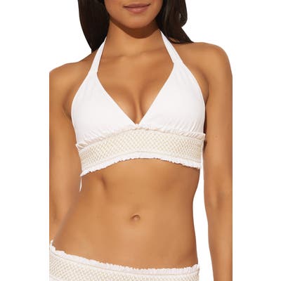 Bleu By Rod Beattie Smocked Detail Halter Bikini Top, White