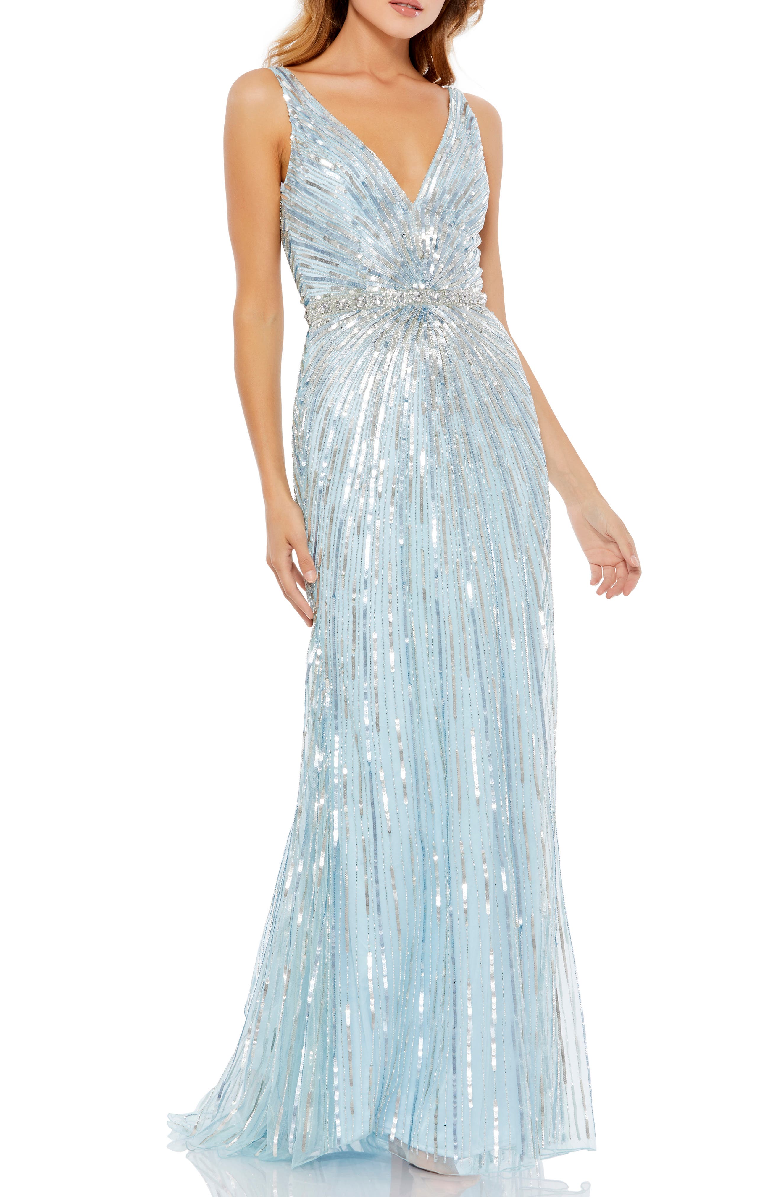 mac duggal sequin column gown