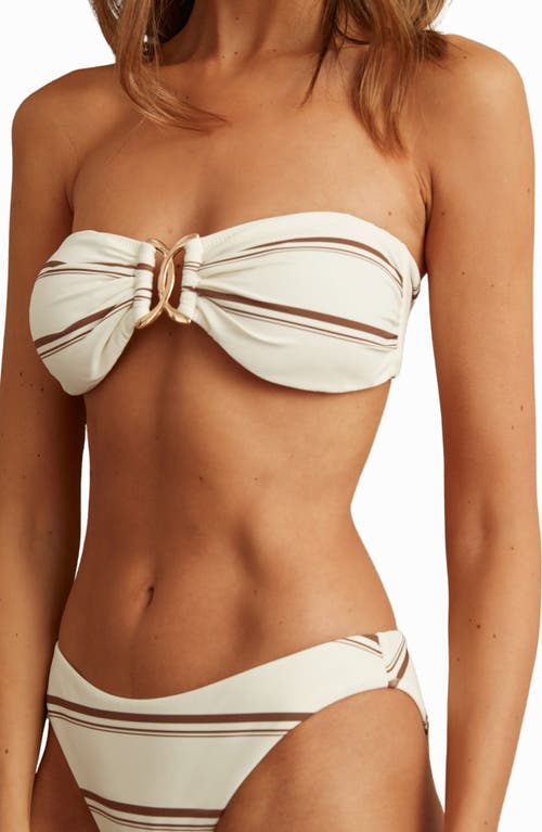 Shop Reiss Johanna Stripe Bikini Bottoms In Cream/brown