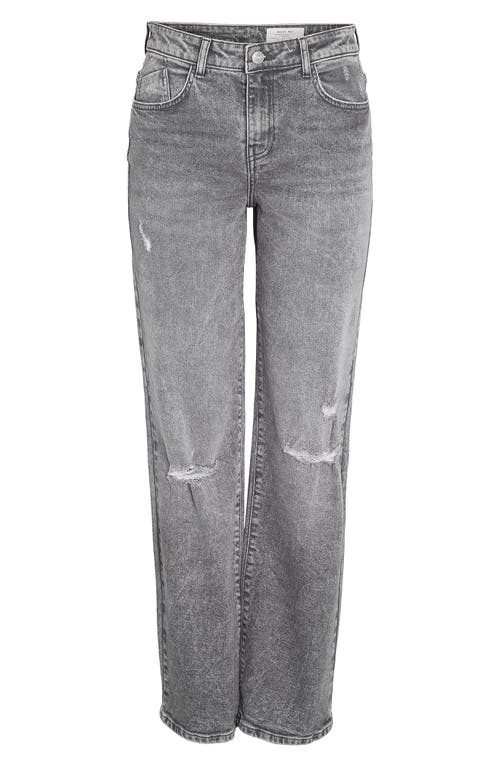 Shop Noisy May Yolanda Ripped Wide Leg Jeans In Medium Grey Denim