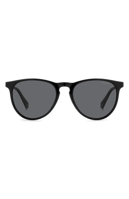 54mm Polarized Round Sunglasses in Black/Gray Polarized