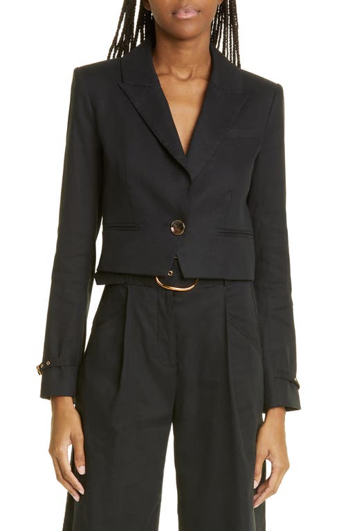Veronica Beard Girard Linen Blend Crop Jacket in Black