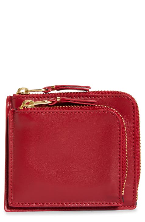 Large Zipper Wallet in Red Shiny Crocodile Leather - Bill Wall Leather Inc.