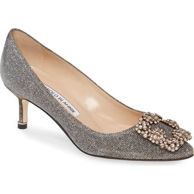Manolo Blahnik Hangisi Crystal Embellished Pump, Metallic