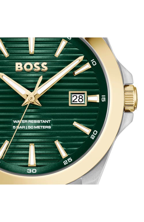 Hugo Boss Men's Strike Quartz Basic Calendar Stainless Steel Watch 41mm In Green