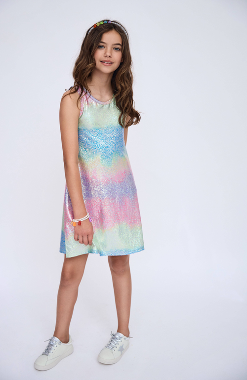 Shop Lola + The Boys Metallic Ombre Tank Dress In Multicolor