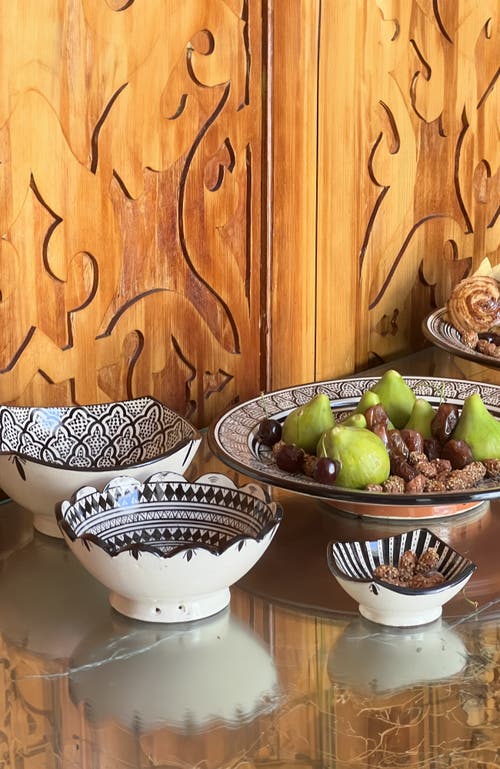 Verve Culture Moroccan Ceramic Nesting Bowls In Black
