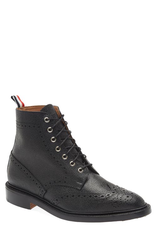 Thom Browne Classic Wingtip Lace-Up Boot in Black