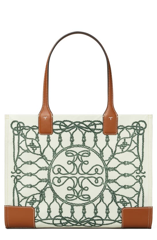 Shop Tory Burch Small Ella Tote In Ivory Abstract Rope